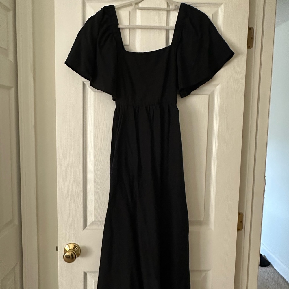 A New Day Black Flutter Sleeve Tie Back Dress